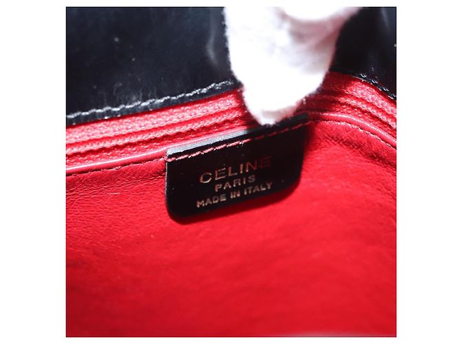 Céline Borsa a Spalla CELINE in Pelle Nera Oro Auth MX169 Nero D'oro - vista 17