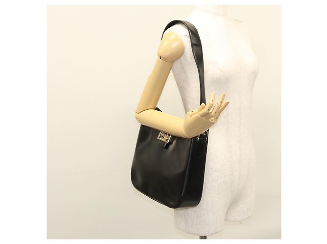 Céline Borsa a Spalla CELINE in Pelle Nera Oro Auth MX169 Nero D'oro - vista 22