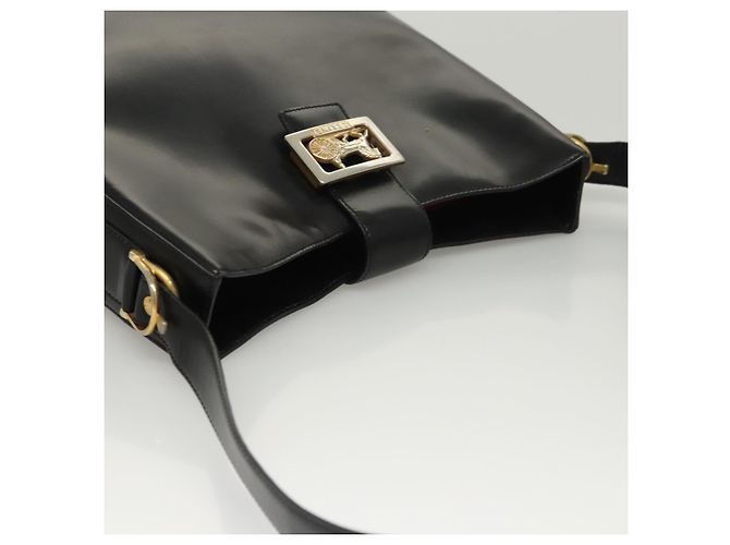Céline Borsa a Spalla CELINE in Pelle Nera Oro Auth MX169 Nero D'oro - vista 6