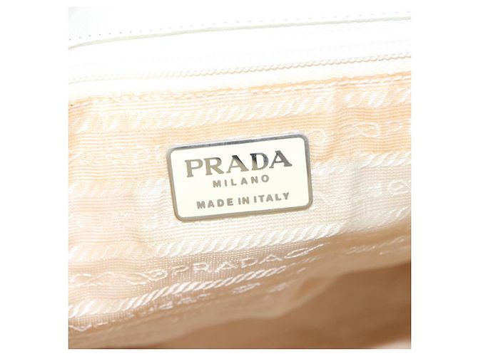 PRADA Borsa a mano in pelle bianca Auth 117223 Bianco - vista 19