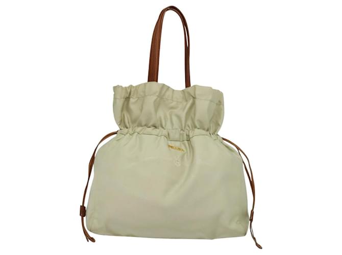 Borsa a Spalla PRADA Nylon Beige Oro Auth MX164 D'oro - vista 13