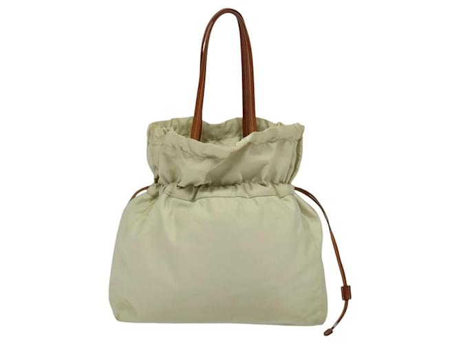 Borsa a Spalla PRADA Nylon Beige Oro Auth MX164 D'oro - vista 2