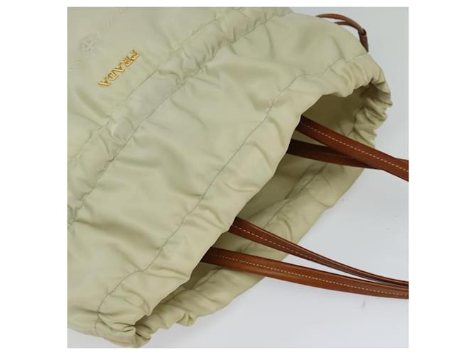 Borsa a Spalla PRADA Nylon Beige Oro Auth MX164 D'oro - vista 6