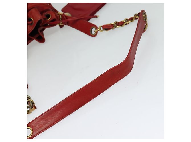 CHANEL Borsa a Spalla Matelassé Catena Pelle di Agnello Rossa Oro CC Auth KD284 Rosso D'oro - vista 7