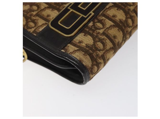 Borsa a spalla in tela Trotter Christian Dior marrone oro Auth ep8530 D'oro - vista 14