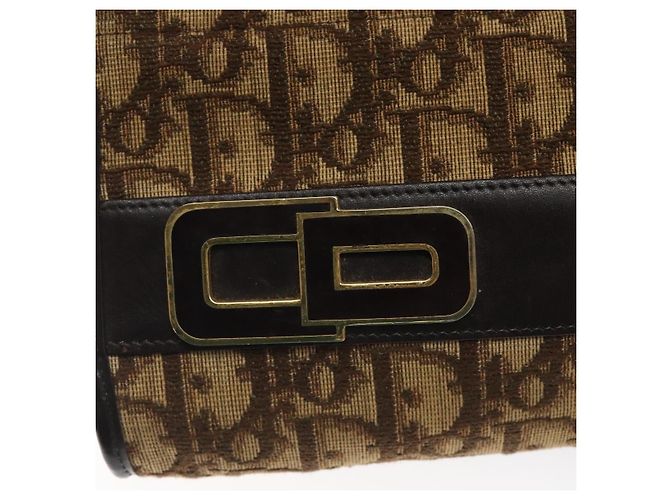 Borsa a spalla in tela Trotter Christian Dior marrone oro Auth ep8530 D'oro - vista 17