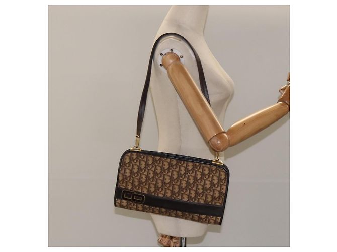Borsa a spalla in tela Trotter Christian Dior marrone oro Auth ep8530 D'oro - vista 21