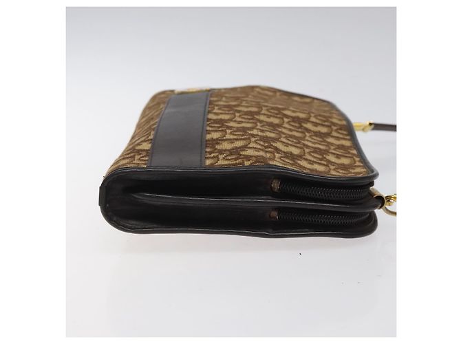 Borsa a spalla in tela Trotter Christian Dior marrone oro Auth ep8530 D'oro - vista 3