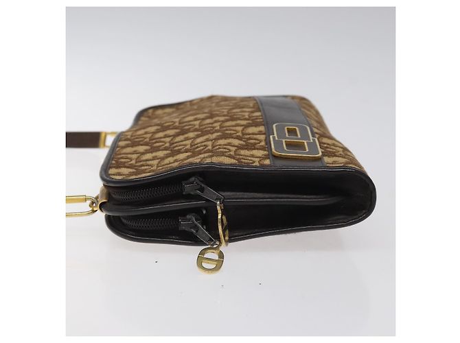 Borsa a spalla in tela Trotter Christian Dior marrone oro Auth ep8530 D'oro - vista 4