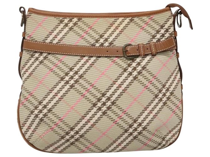 Borsa a spalla Burberry Nova Check Blue Label in tela beige Auth BD1720 - vista 13
