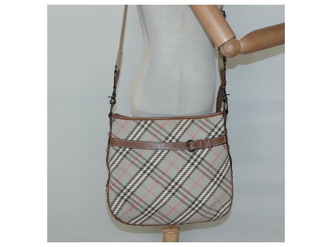Borsa a spalla Burberry Nova Check Blue Label in tela beige Auth BD1720 - vista 19