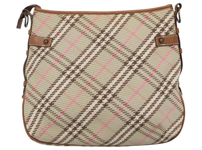 Borsa a spalla Burberry Nova Check Blue Label in tela beige Auth BD1720 - vista 2