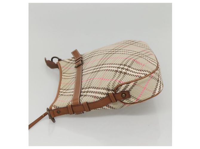Borsa a spalla Burberry Nova Check Blue Label in tela beige Auth BD1720 - vista 4
