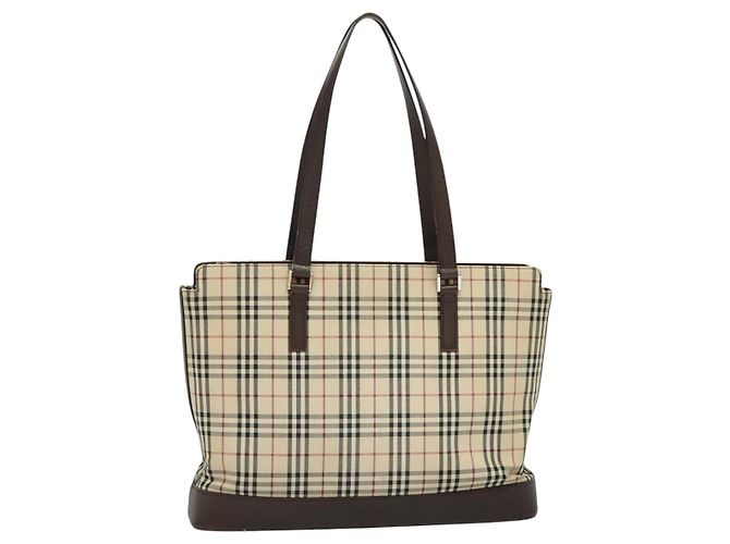 Burberry Nova Check Tote Bag aus Canvas Beige Silber Authentisch KD427 - Ansicht 13