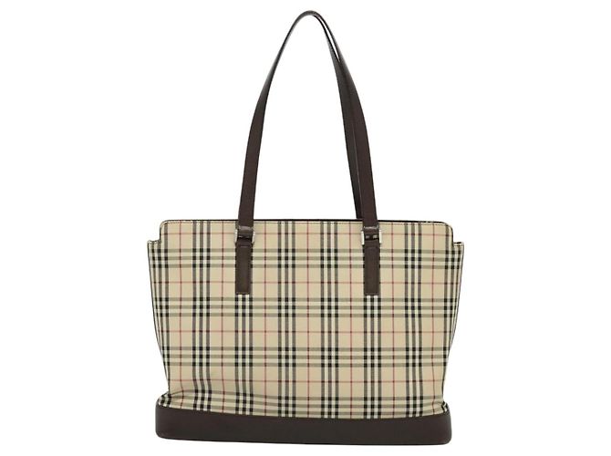 Burberry Nova Check Tote Bag aus Canvas Beige Silber Authentisch KD427 - Ansicht 2
