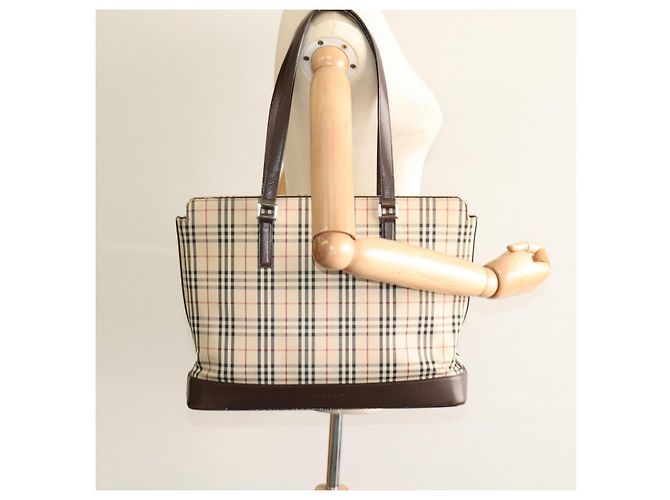 Burberry Nova Check Tote Bag aus Canvas Beige Silber Authentisch KD427 - Ansicht 21