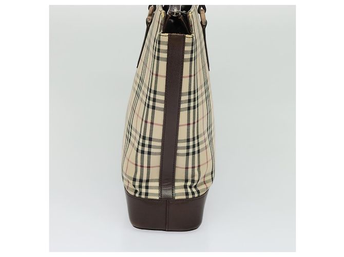 Burberry Nova Check Tote Bag aus Canvas Beige Silber Authentisch KD427 - Ansicht 3
