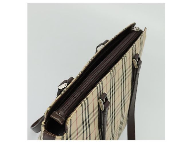 Burberry Nova Check Tote Bag aus Canvas Beige Silber Authentisch KD427 - Ansicht 6