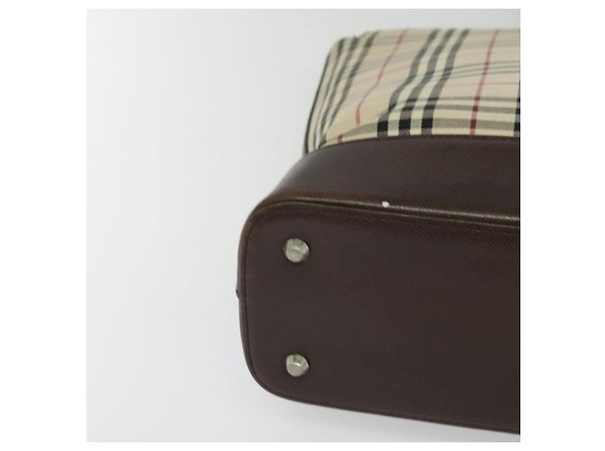 Burberry Nova Check Tote Bag aus Canvas Beige Silber Authentisch KD427 - Ansicht 9