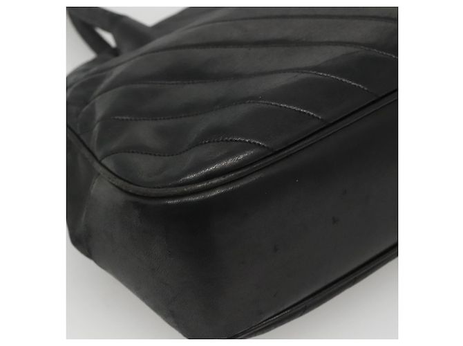 CHANEL V stitch Borsa a Mano in Pelle di Agnello Nera CC Auth bs24282 Nero - vista 14