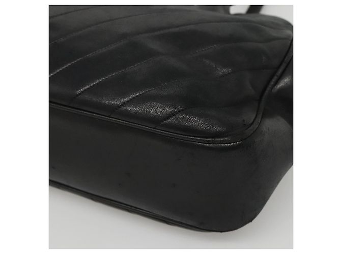 CHANEL V stitch Borsa a Mano in Pelle di Agnello Nera CC Auth bs24282 Nero - vista 15