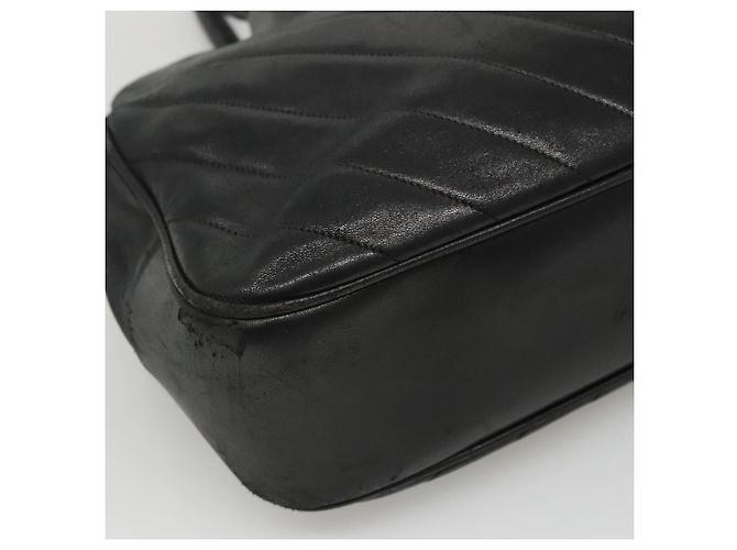 CHANEL V stitch Borsa a Mano in Pelle di Agnello Nera CC Auth bs24282 Nero - vista 16