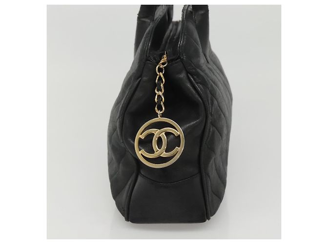 CHANEL V stitch Borsa a Mano in Pelle di Agnello Nera CC Auth bs24282 Nero - vista 3
