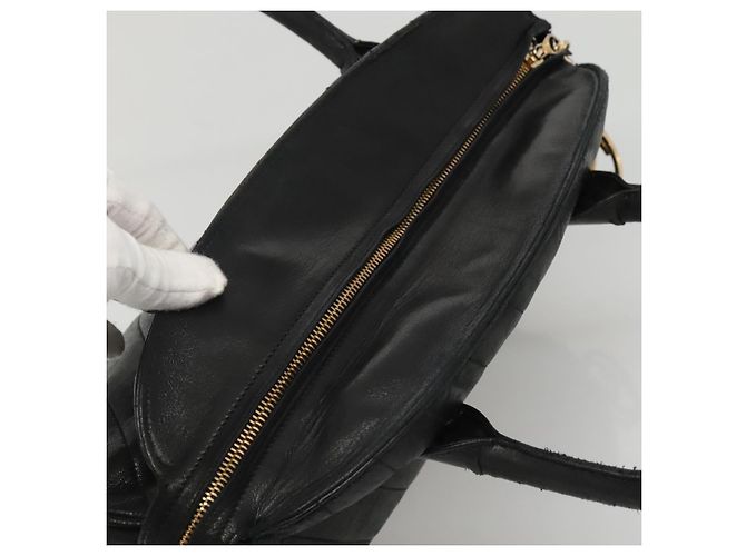 CHANEL V stitch Borsa a Mano in Pelle di Agnello Nera CC Auth bs24282 Nero - vista 6