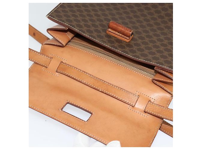 Céline Borsa a mano in tela Macadam CELINE in pelle PVC 2 in 1 marrone oro Auth BD1624 D'oro - vista 10