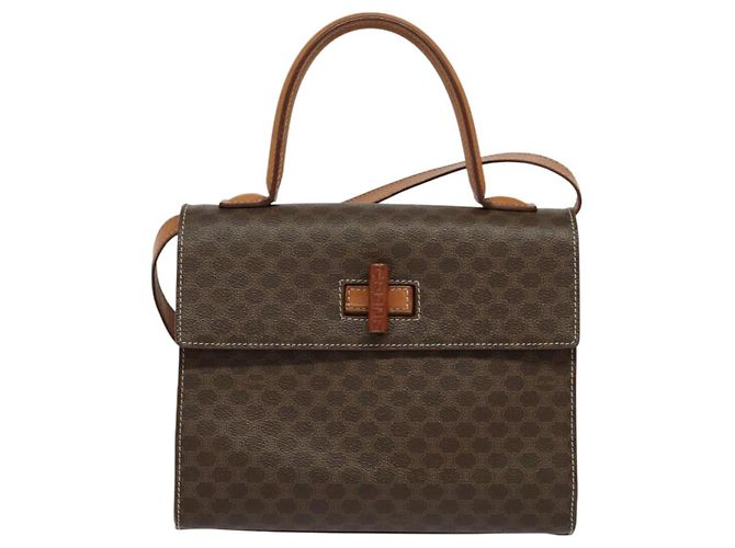 Céline Borsa a mano in tela Macadam CELINE in pelle PVC 2 in 1 marrone oro Auth BD1624 D'oro - vista 13