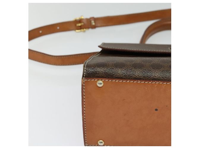 Céline Borsa a mano in tela Macadam CELINE in pelle PVC 2 in 1 marrone oro Auth BD1624 D'oro - vista 15
