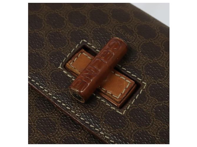 Céline Borsa a mano in tela Macadam CELINE in pelle PVC 2 in 1 marrone oro Auth BD1624 D'oro - vista 19