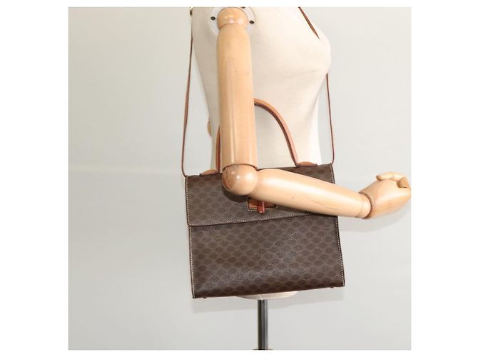 Céline Borsa a mano in tela Macadam CELINE in pelle PVC 2 in 1 marrone oro Auth BD1624 D'oro - vista 24