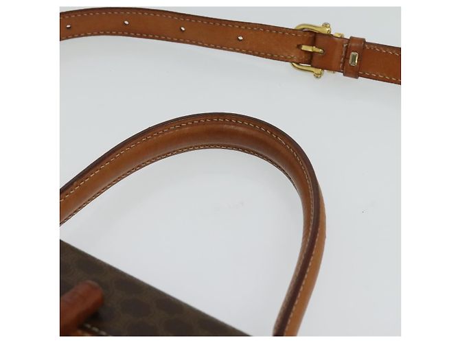Céline Borsa a mano in tela Macadam CELINE in pelle PVC 2 in 1 marrone oro Auth BD1624 D'oro - vista 8