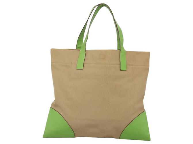 PRADA Bolsa Tote Lona Bege Prata Auth BD1531 - vista 2