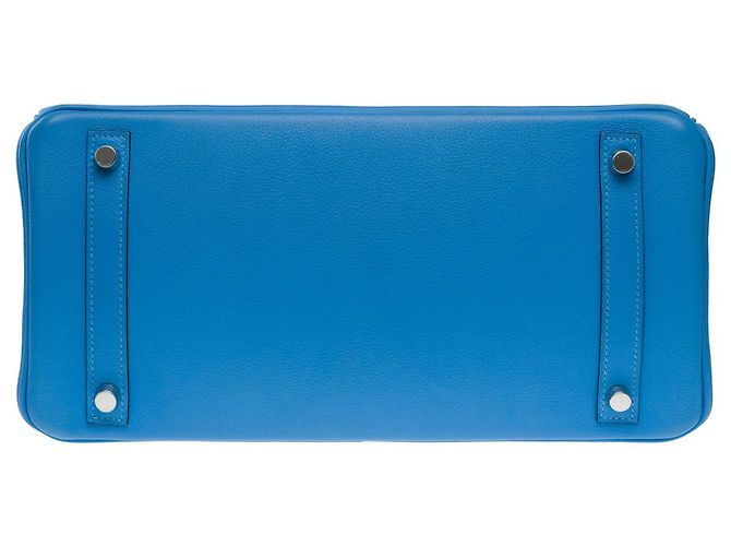 Hermès Sac HERMES Birkin 30 en Cuir Bleu - 102625 - vue 12