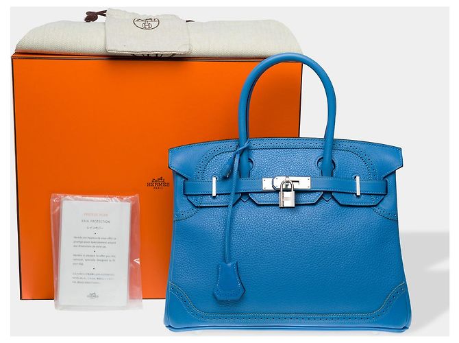 Hermès Sac HERMES Birkin 30 en Cuir Bleu - 102625 - vue 2
