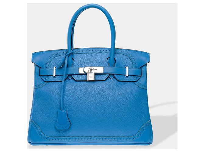 Hermès Sac HERMES Birkin 30 en Cuir Bleu - 102625 - vue 3
