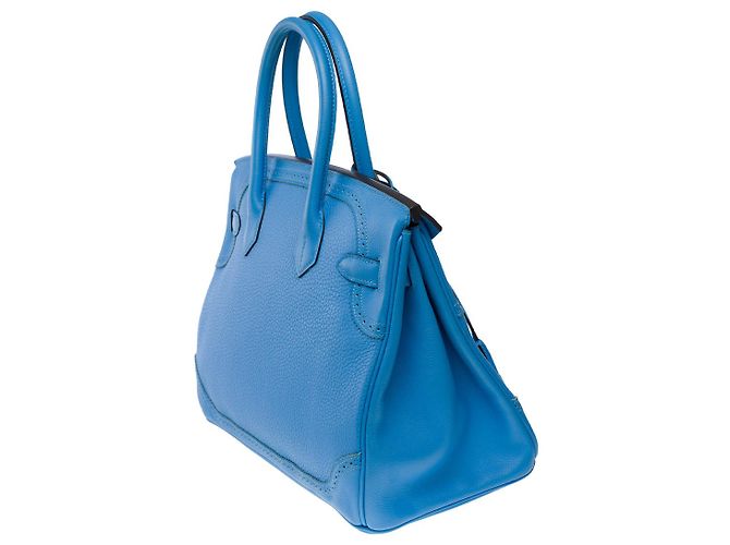 Hermès Sac HERMES Birkin 30 en Cuir Bleu - 102625 - vue 6