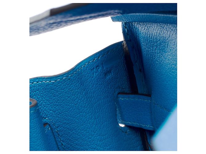 Hermès Sac HERMES Birkin 30 en Cuir Bleu - 102625 - vue 9