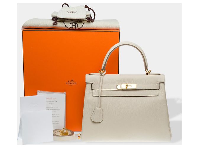 Hermès Sac HERMES Kelly 28 en Cuir Beige - 102628 - vue 2