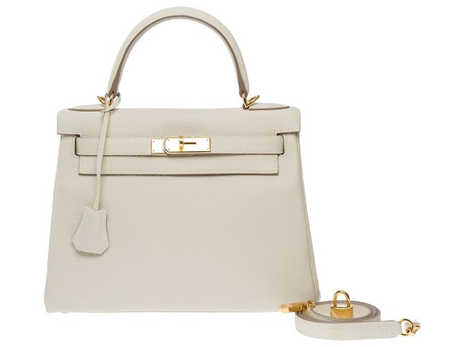 Hermès Sac HERMES Kelly 28 en Cuir Beige - 102628 - vue 3