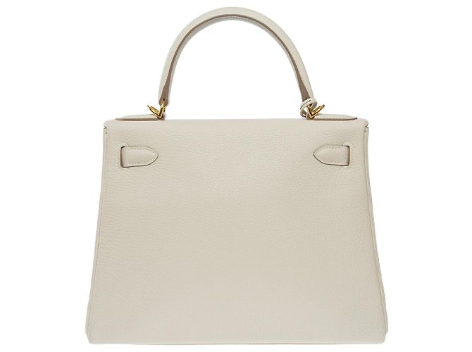 Hermès Sac HERMES Kelly 28 en Cuir Beige - 102628 - vue 5