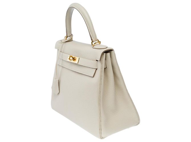 Hermès Sac HERMES Kelly 28 en Cuir Beige - 102628 - vue 6