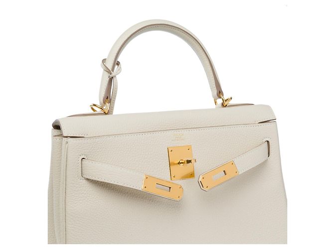 Hermès Sac HERMES Kelly 28 en Cuir Beige - 102628 - vue 8