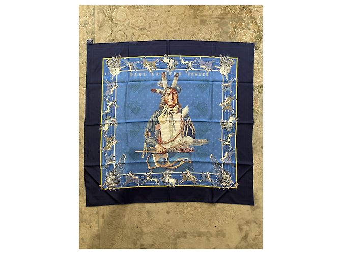 Hermès Bufandas HERMES T. Seda Azul - vista 3
