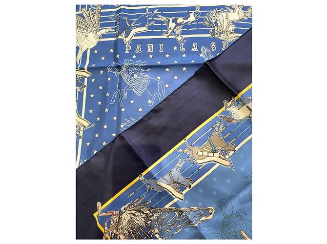 Hermès Bufandas HERMES T. Seda Azul - vista 5