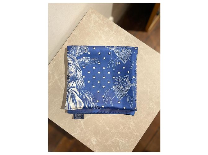 Hermès Bufandas HERMES T. Seda Azul - vista 8