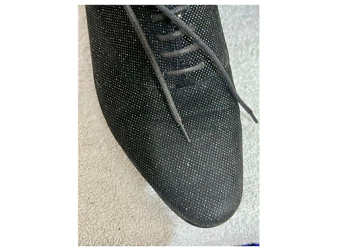 Scarpe stringate smoking glitterate Saint Laurent Nere Nero Metallico - vista 11