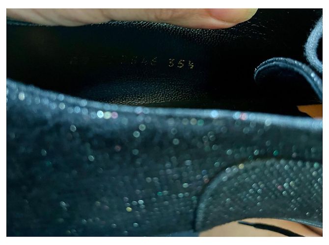 Scarpe stringate smoking glitterate Saint Laurent Nere Nero Metallico - vista 2